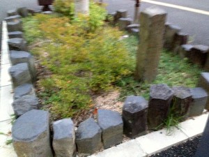 玄武岩で作られた庭園
