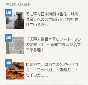 ブログ記事人気ベスト３