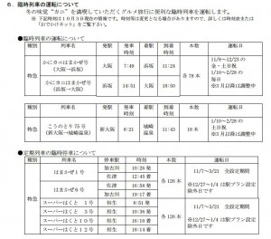 カニ臨時列車について