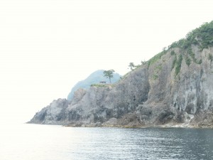 海から見た大引の鼻展望台