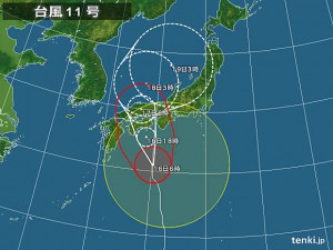 台風１１号進路図