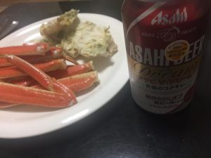 カニで晩酌