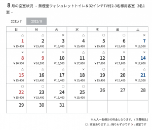 8月の空室情報