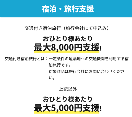 8000円支援は旅行会社経由の時のみ