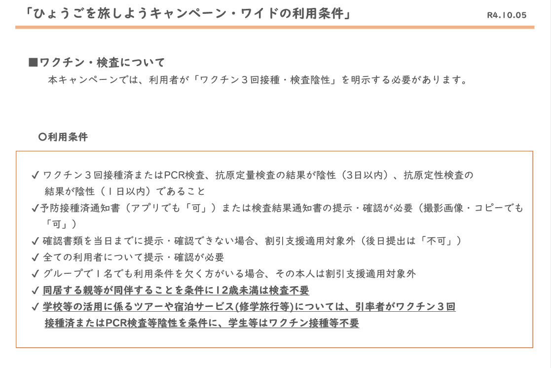 兵庫県での全国旅行支援利用条件