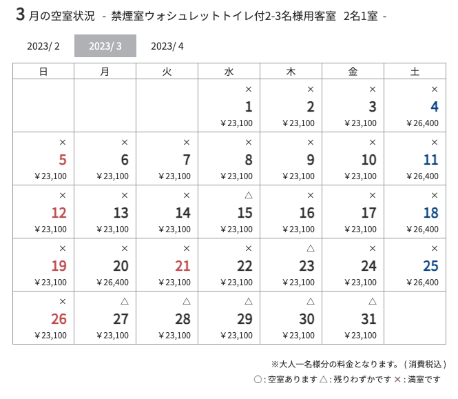 2023年3月の空室は残りわずか