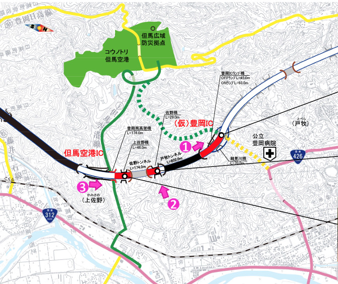 豊岡インターチェンジの工事計画