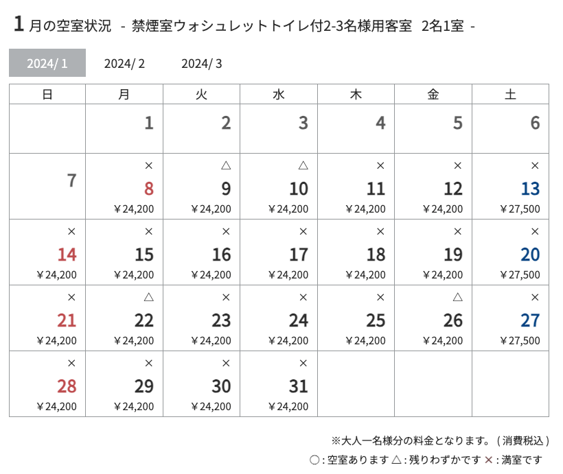 １月の空室は残りわずか！