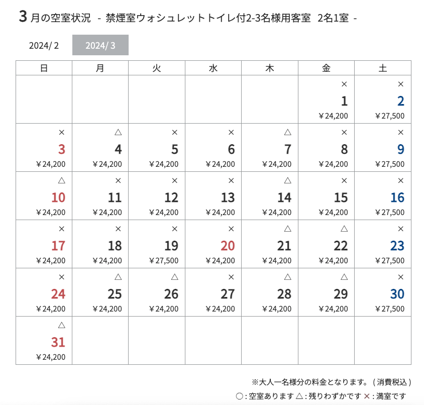 令和６年３月空室状況