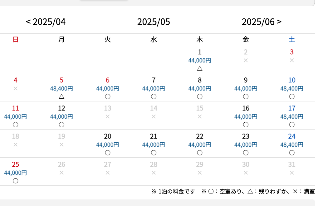令和７年５月空室情報（4/28AM現在）