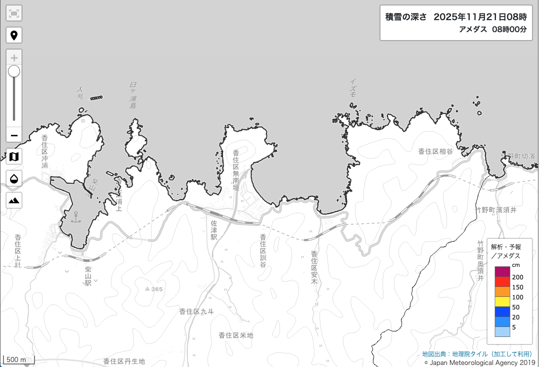 気象庁サイト「今後の雪」最大拡大