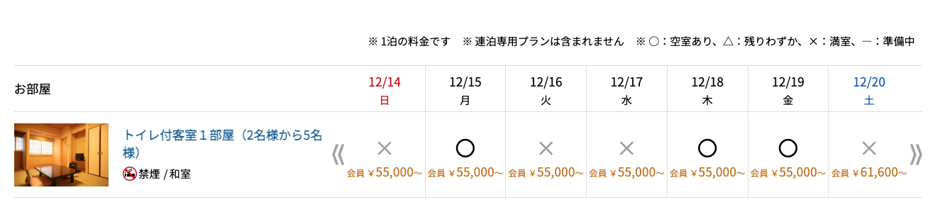 令和7年度残空室(12/12現在)