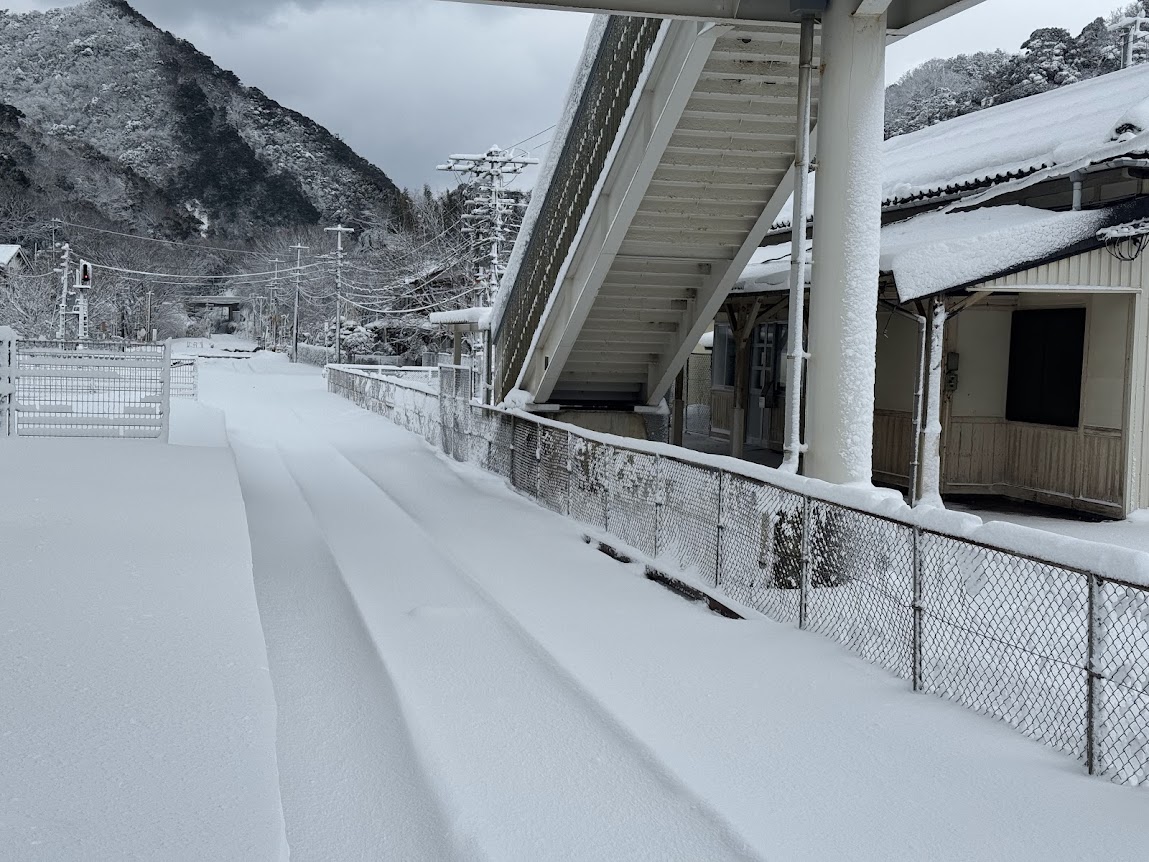 運休中の佐津駅にて