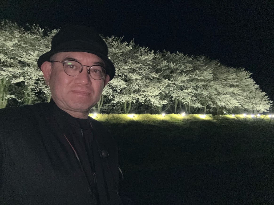 矢田川河口付近、夜桜にて